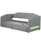 Whisen Twin XL Upholstered Daybed with 2 Storage Drawers, Extendable to King