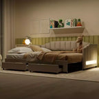Whisen Twin XL Upholstered Daybed with 2 Storage Drawers, Extendable to King