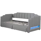 Whisen Twin XL Upholstered Daybed with 2 Storage Drawers, Extendable to King