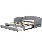 Whisen Twin XL Upholstered Daybed with 2 Storage Drawers, Extendable to King