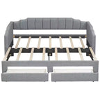 Whisen Twin XL Upholstered Daybed with 2 Storage Drawers, Extendable to King