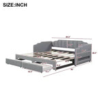 Whisen Twin XL Upholstered Daybed with 2 Storage Drawers, Extendable to King