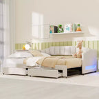 Whisen Twin XL Upholstered Daybed with 2 Storage Drawers, Extendable to King