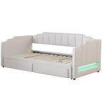 Whisen Twin XL Upholstered Daybed with 2 Storage Drawers, Extendable to King