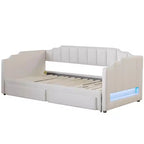 Whisen Twin XL Upholstered Daybed with 2 Storage Drawers, Extendable to King