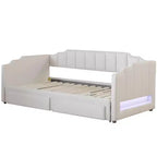 Whisen Twin XL Upholstered Daybed with 2 Storage Drawers, Extendable to King