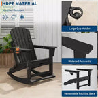 GustoWave Adirondack Outdoor Rocking Chairs with Retractable Ottoman, HDPE All Weather Patio rockers with Cup Holders