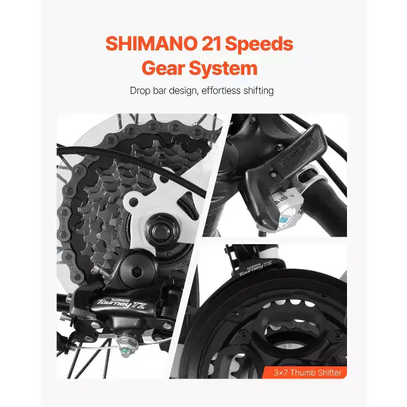 Bici da Corsa VEVOR, Bici da Corsa con Ruote da 700C, Bici da Strada da Pendolare con Trasmissione SHIMANO a 21 Velocità e Telaio in Acciaio al Carbonio, Bianca