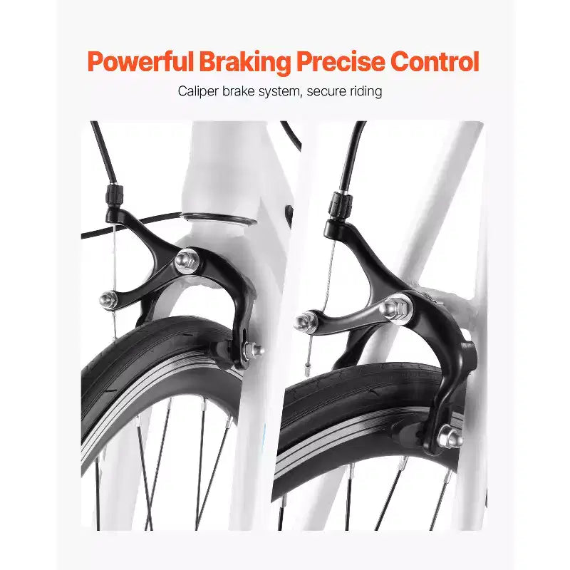 Bici da Corsa VEVOR, Bici da Corsa con Ruote da 700C, Bici da Strada da Pendolare con Trasmissione SHIMANO a 21 Velocità e Telaio in Acciaio al Carbonio, Bianca