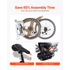 Bici da Corsa VEVOR, Bici da Corsa con Ruote da 700C, Bici da Strada da Pendolare con Trasmissione SHIMANO a 21 Velocità e Telaio in Acciaio al Carbonio, Bianca