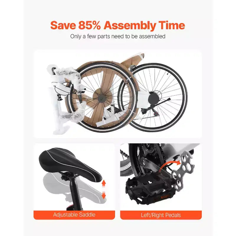 Bici da Corsa VEVOR, Bici da Corsa con Ruote da 700C, Bici da Strada da Pendolare con Trasmissione SHIMANO a 21 Velocità e Telaio in Acciaio al Carbonio, Bianca