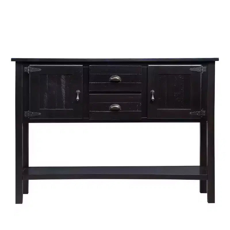 Hostack 48'' Solid Wood Sideboard Console Table with 2 Drawers, Cabinets and Bottom Shelf for Living and Dining Room, Espresso