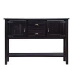 Hostack 48'' Solid Wood Sideboard Console Table with 2 Drawers, Cabinets and Bottom Shelf for Living and Dining Room, Espresso
