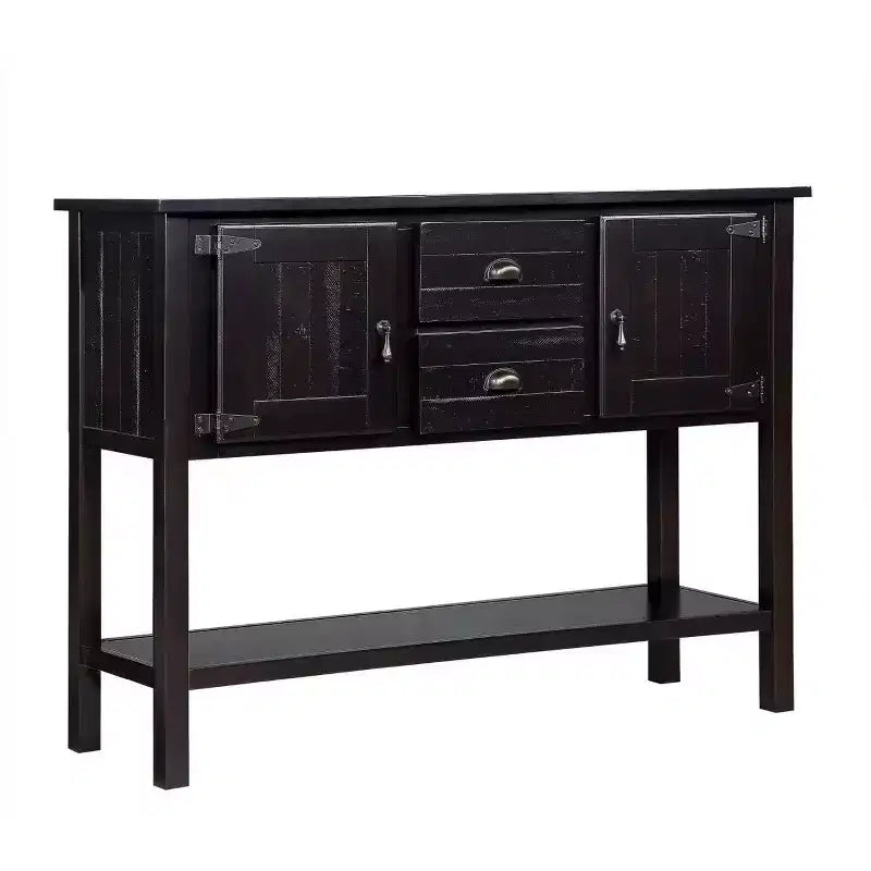Hostack 48'' Solid Wood Sideboard Console Table with 2 Drawers, Cabinets and Bottom Shelf for Living and Dining Room, Espresso