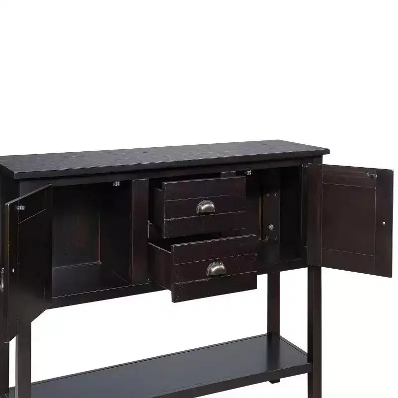 Hostack 48'' Solid Wood Sideboard Console Table with 2 Drawers, Cabinets and Bottom Shelf for Living and Dining Room, Espresso