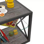 Set di 2 tavolini moderni con cassetto - Comodini in MDF con venatura del legno rustica e piano in vetro temperato per camera da letto e soggiorno