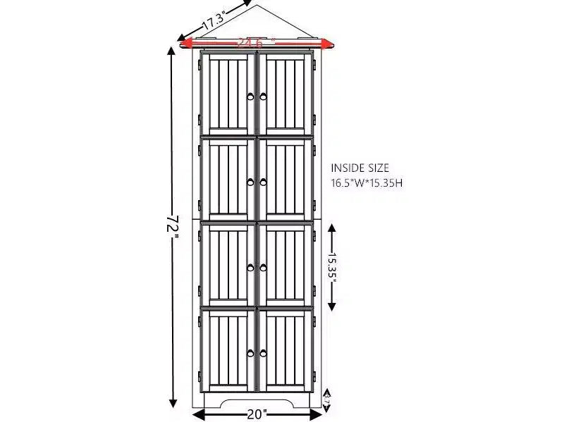 Mobile dispensa angolare da cucina Okak con 8 ante e ripiani, Armadio alto per bagno, soggiorno, cucina