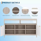 COZONY 59in Farmhouse TV Stand with Fluted Door & Adjustable Shelves, Entertainment Center for 65 TVs