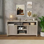 COZONY 59in Farmhouse TV Stand with Fluted Door & Adjustable Shelves, Entertainment Center for 65 TVs