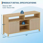 COZONY 59in Farmhouse TV Stand with Fluted Door & Adjustable Shelves, Entertainment Center for 65 TVs