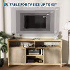 COZONY 59in Farmhouse TV Stand with Fluted Door & Adjustable Shelves, Entertainment Center for 65 TVs