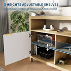 COZONY 59in Farmhouse TV Stand with Fluted Door & Adjustable Shelves, Entertainment Center for 65 TVs
