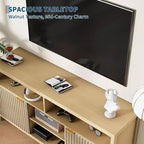 COZONY 59in Farmhouse TV Stand with Fluted Door & Adjustable Shelves, Entertainment Center for 65 TVs