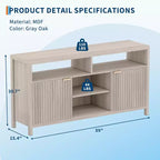 COZONY 59in Farmhouse TV Stand with Fluted Door & Adjustable Shelves, Entertainment Center for 65 TVs