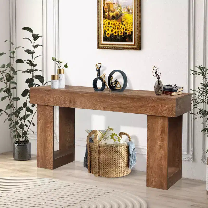 Consolle lunga 63" per ingresso - Tavolo da divano in stile rustico per retro-divano, tavolo da corridoio e soggiorno, tavolo da ingresso in legno rustico per atrio, decorazione per la casa
