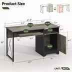 Bestier Scrivania da Computer 48" con Contenitore, Piccola Scrivania Direzionale con Mobiletto, Ripiano Aperto e Vassoio Tastiera per Ufficio Domestico e Studio