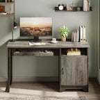 Bestier Scrivania da Computer 48" con Contenitore, Piccola Scrivania Direzionale con Mobiletto, Ripiano Aperto e Vassoio Tastiera per Ufficio Domestico e Studio