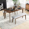 Mid-Century Solid Wood Dining Table  Seats 4-6, Brown Finish