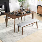 Mid-Century Solid Wood Dining Table  Seats 4-6, Brown Finish