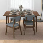 Mid-Century Solid Wood Dining Table  Seats 4-6, Brown Finish