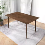 Mid-Century Solid Wood Dining Table  Seats 4-6, Brown Finish