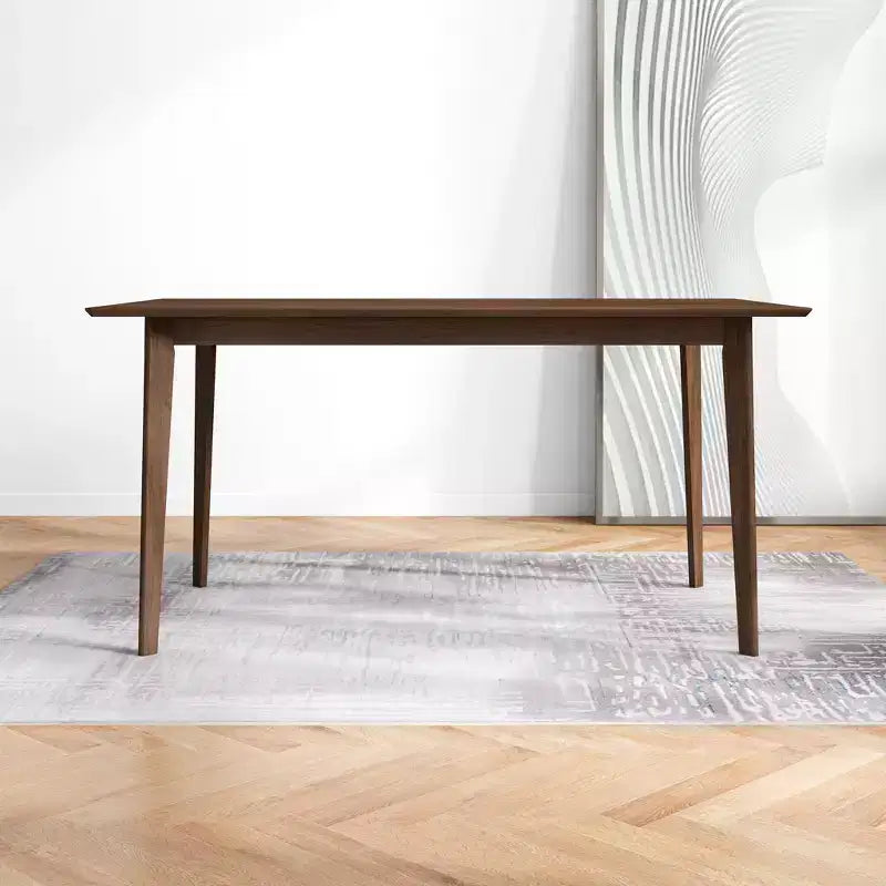 Mid-Century Solid Wood Dining Table  Seats 4-6, Brown Finish