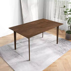 Mid-Century Solid Wood Dining Table  Seats 4-6, Brown Finish