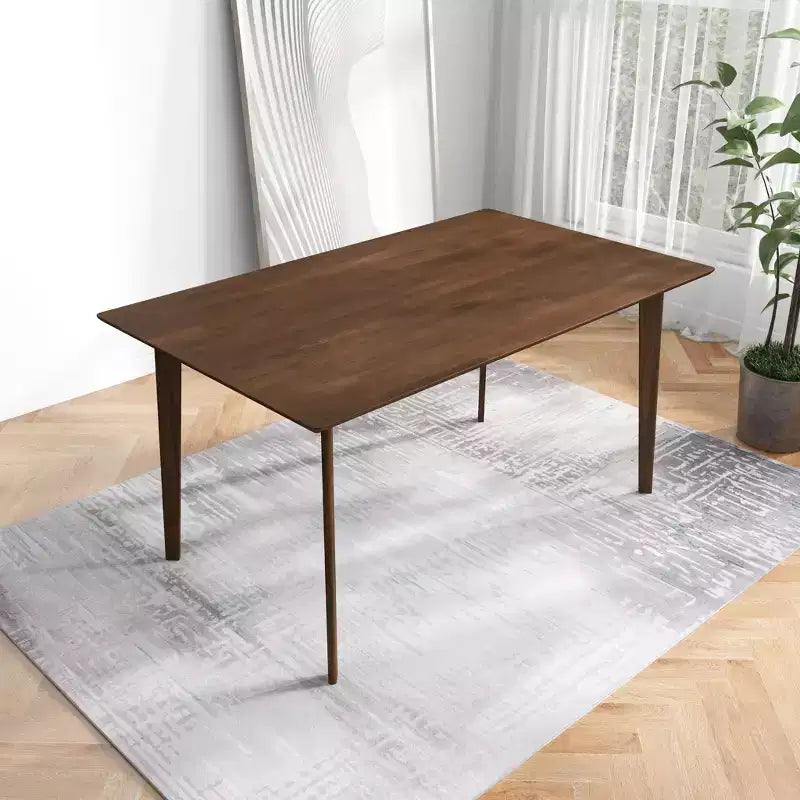 Mid-Century Solid Wood Dining Table  Seats 4-6, Brown Finish