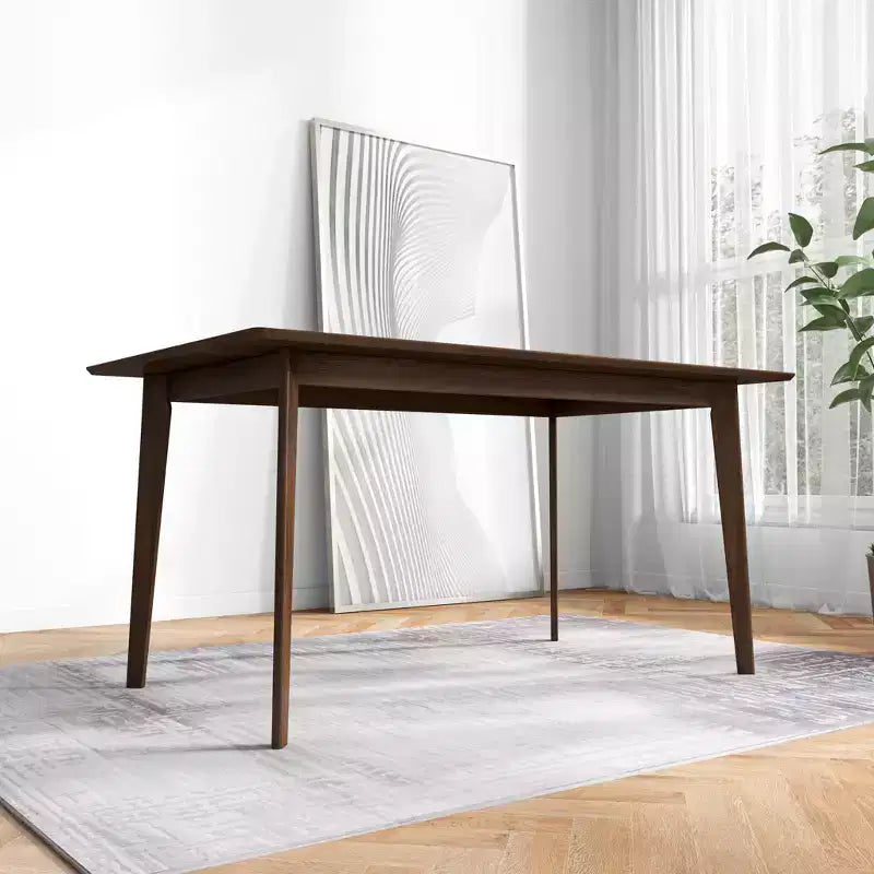 Mid-Century Solid Wood Dining Table  Seats 4-6, Brown Finish