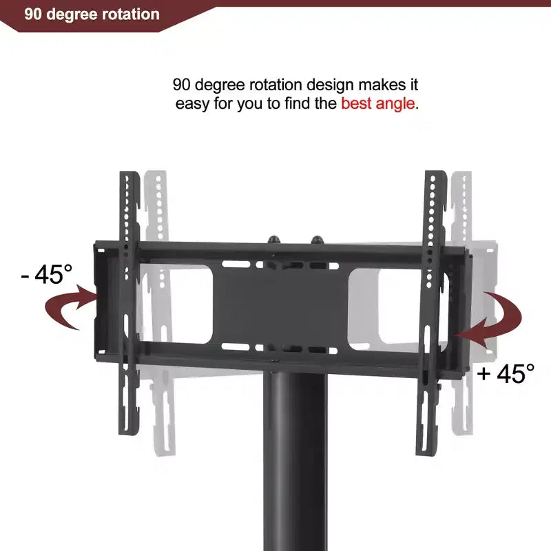 Supporto TV multifunzione nero da 89,9 cm - Staffa girevole regolabile in altezza con 3 ripiani in vetro temperato