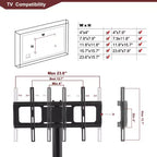Supporto TV multifunzione nero da 89,9 cm - Staffa girevole regolabile in altezza con 3 ripiani in vetro temperato