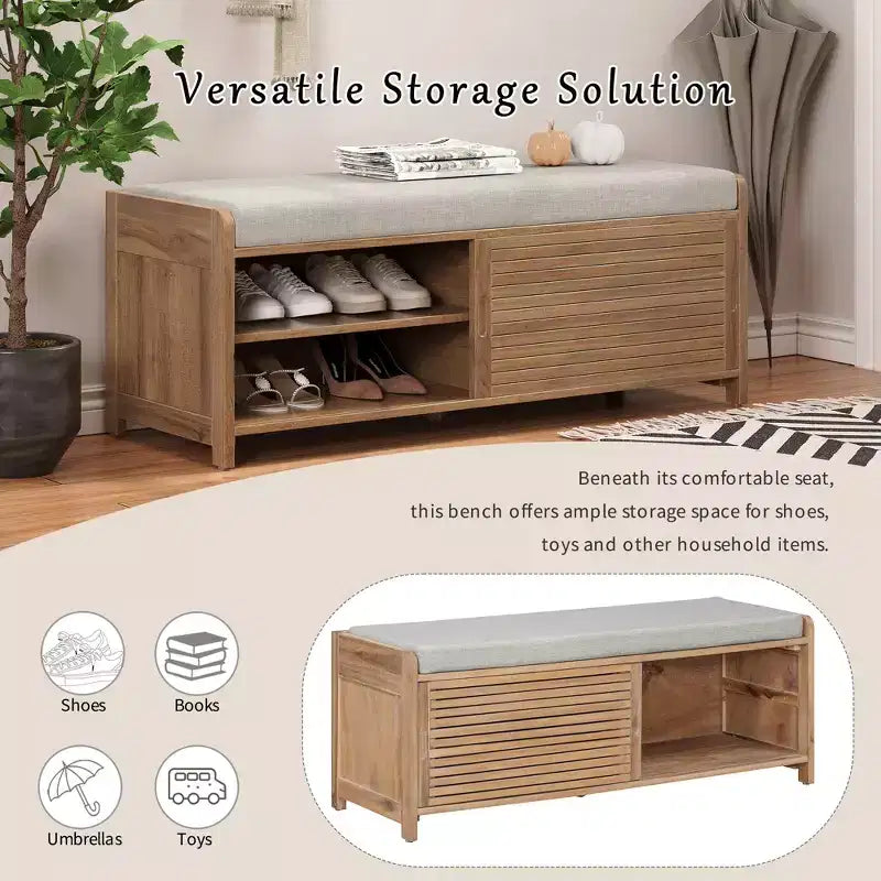 GDFStudio Panca portascarpe Morley con contenitore e cuscino mobile