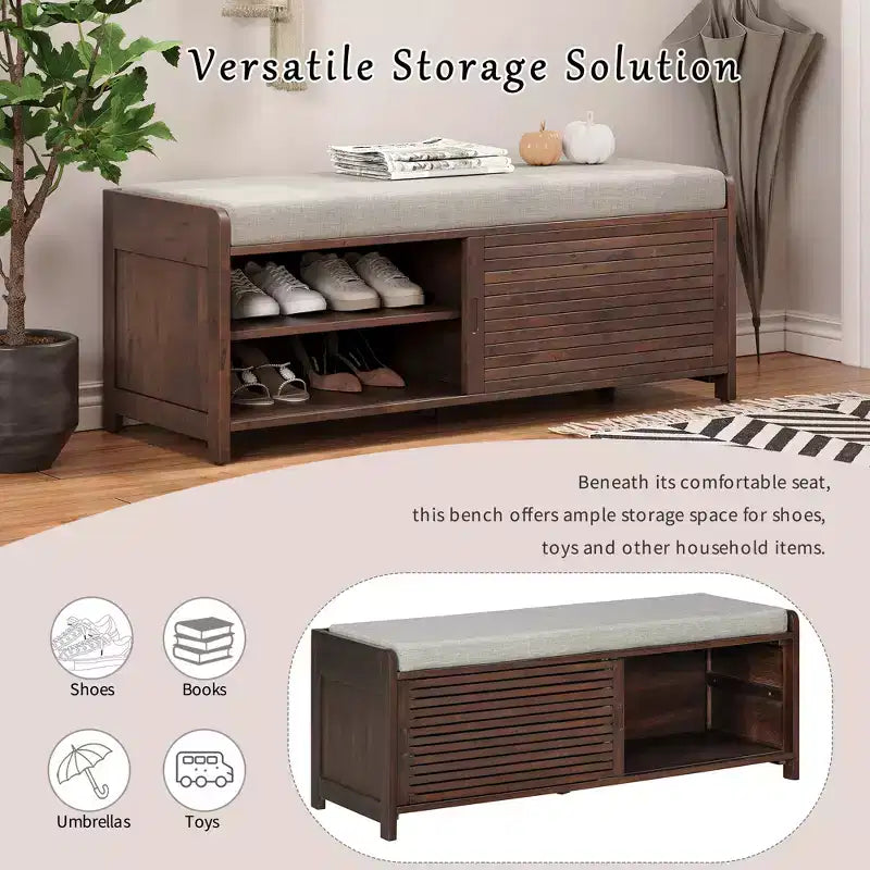 GDFStudio Panca portascarpe Morley con contenitore e cuscino mobile