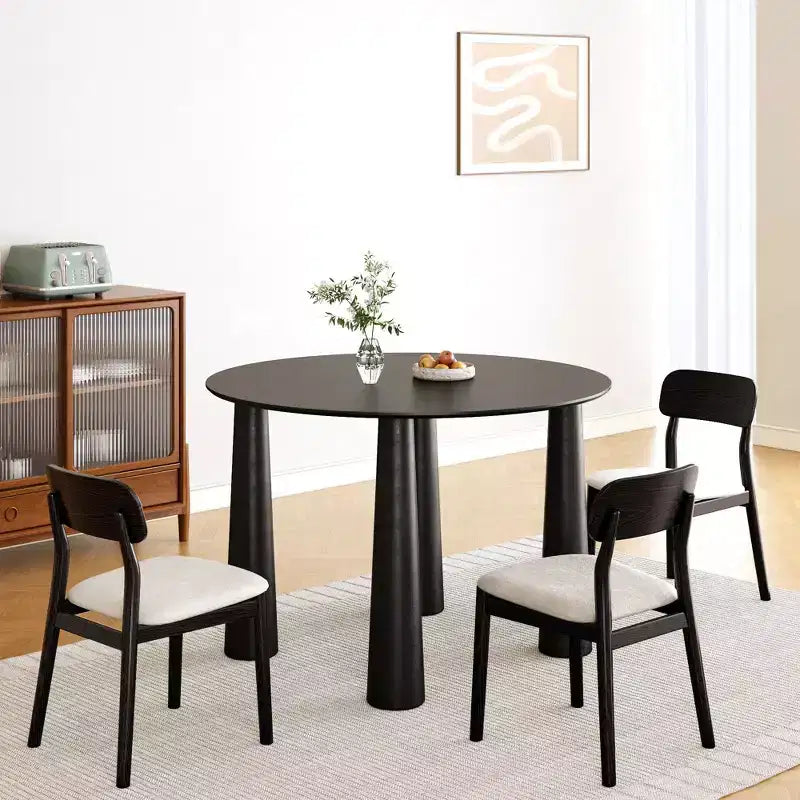 PexFix Tavolo da pranzo rotondo da 45 cm, tavolo da cucina per 4 persone con piano a bordo arcuato e 4 gambe affusolate per soggiorno, sala da pranzo, ufficio, caffetteria, resistente, nero