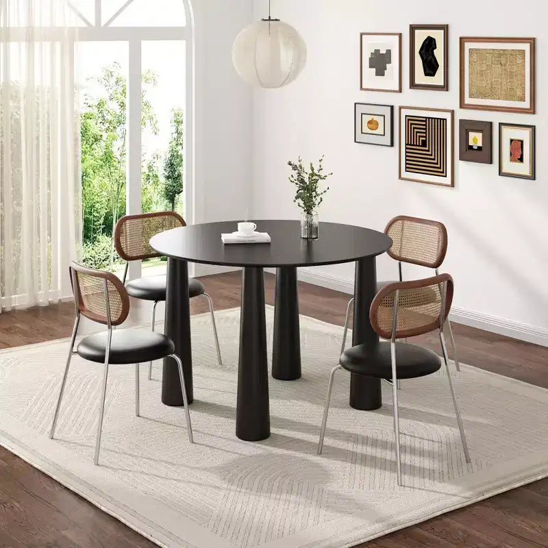 PexFix Tavolo da pranzo rotondo da 45 cm, tavolo da cucina per 4 persone con piano a bordo arcuato e 4 gambe affusolate per soggiorno, sala da pranzo, ufficio, caffetteria, resistente, nero