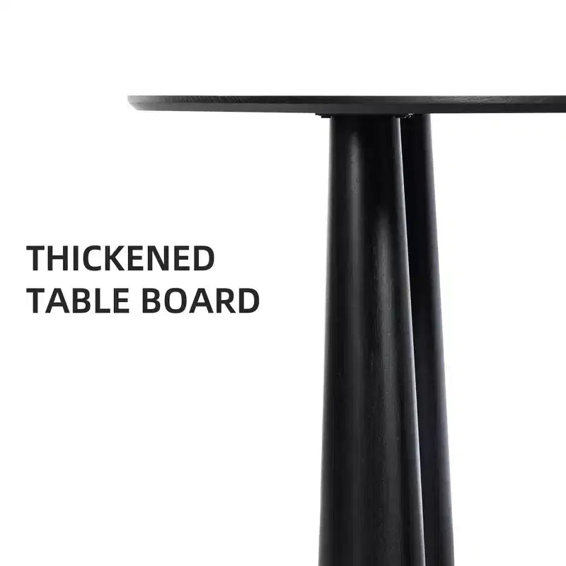 PexFix Tavolo da pranzo rotondo da 45 cm, tavolo da cucina per 4 persone con piano a bordo arcuato e 4 gambe affusolate per soggiorno, sala da pranzo, ufficio, caffetteria, resistente, nero