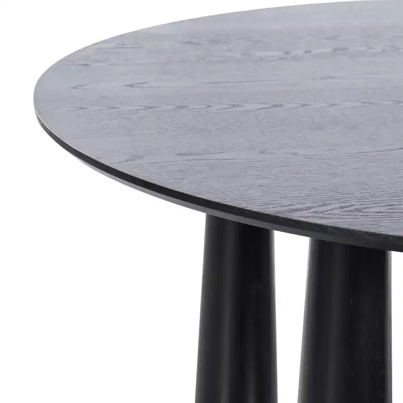 PexFix Tavolo da pranzo rotondo da 45 cm, tavolo da cucina per 4 persone con piano a bordo arcuato e 4 gambe affusolate per soggiorno, sala da pranzo, ufficio, caffetteria, resistente, nero