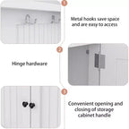 Acekool 4-in-1 Hall Tree with Storage Shoe Bench, Coat Rack with 4 Hooks, Entryway Organizer with Display Shelves & Cabinet, White