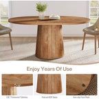 Lantine Oval Dining Table for 6 People, 55.11-Inch Farmhouse Kitchen Dinner Table with Cylindrical Pedestal