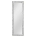 MAYEERTY Specchio a figura intera in legno massello spazzolato bianco lavato 64x21 pollici con supporto in vetro temperato